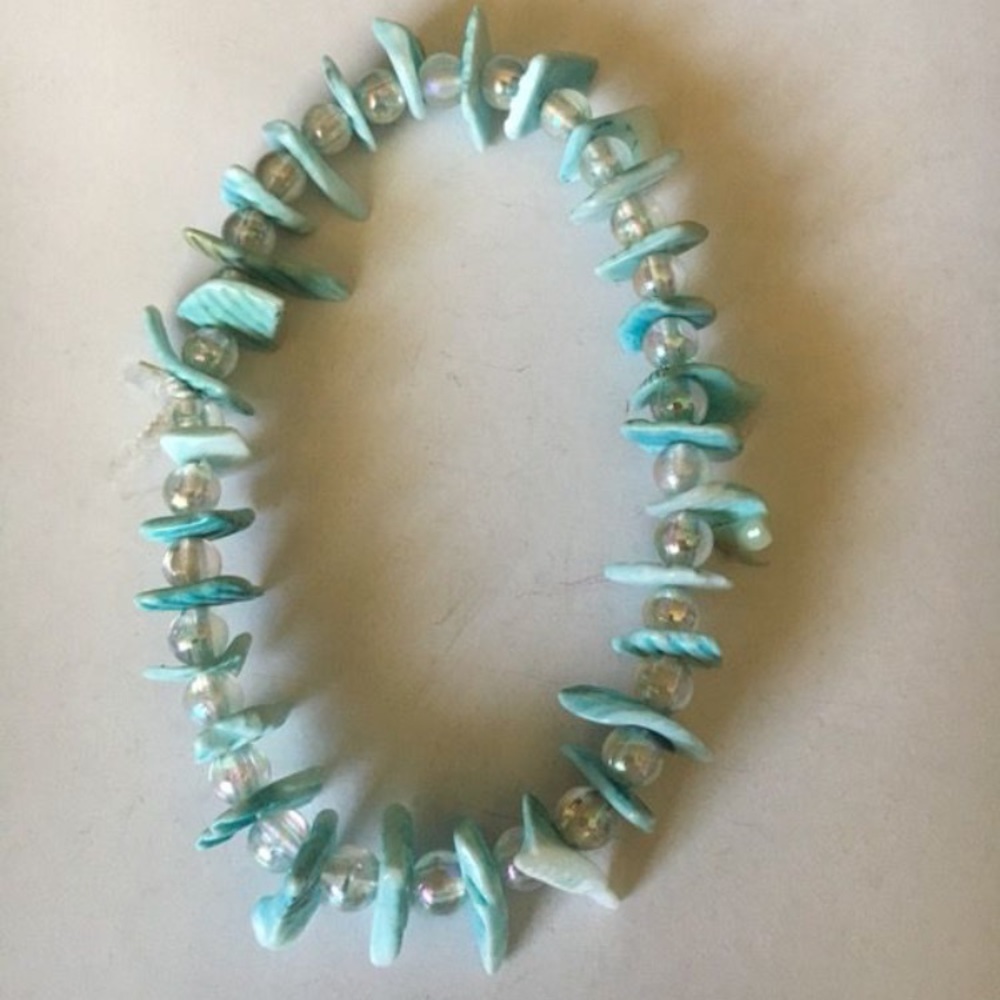 Blue and white shell bracelet
